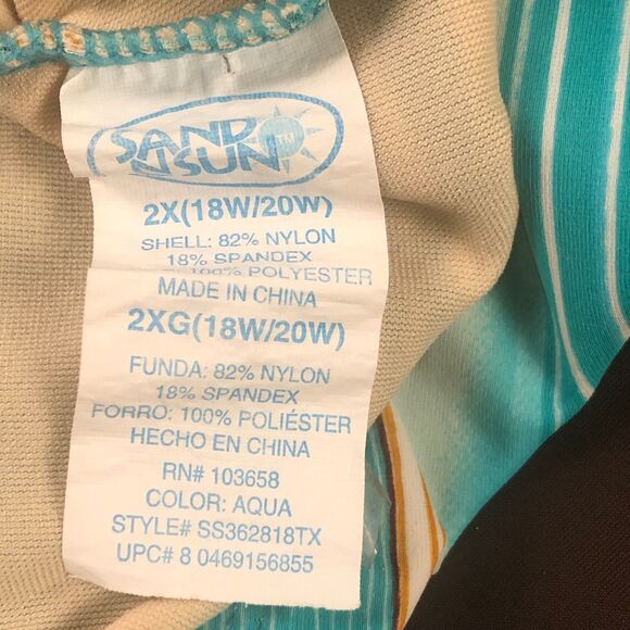 Boho Grunge Sporty Tankini Swimwear 2X Boy Shorts Women 2-Piece Hippie Retro 70s - Picture 7 of 8